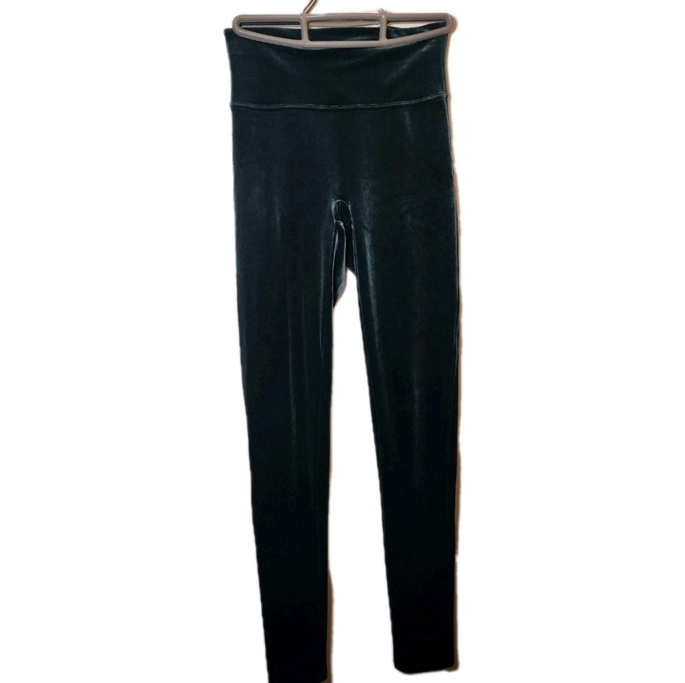Spanx Womens Small Green Soft Velour Leggings Malachite Emerald Green High Rise